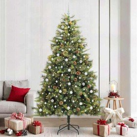Árbol de Navidad artificial con ramas plegables y conos 240 cm