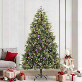 Árbol de Navidad artificial con ramas plegables y conos 240 cm