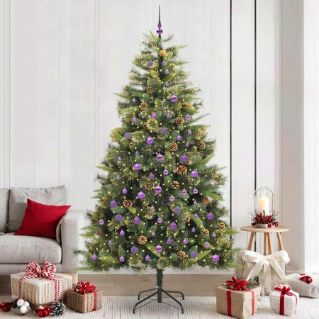 Árbol de Navidad artificial con ramas plegables y conos 240 cm
