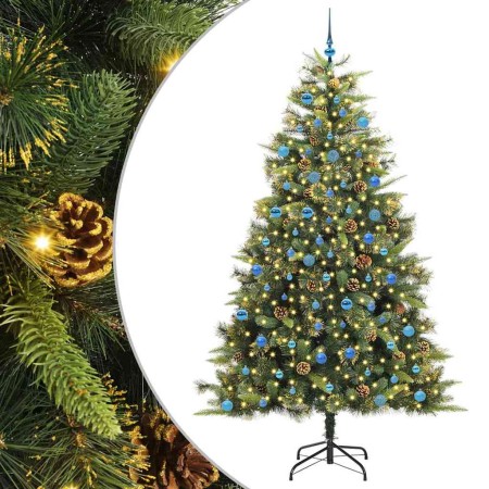 Árbol de Navidad artificial con ramas plegables y conos 240 cm