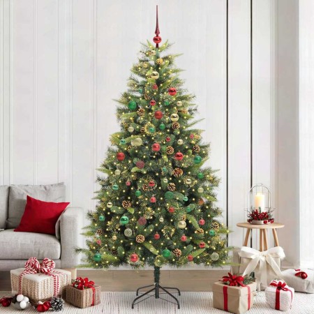 Árbol de Navidad artificial con ramas plegables y conos 240 cm