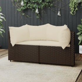 Garden corner sofas with cushions 2 units brown synthetic rattan by vidaXL, Outdoor sofas - Ref: Foro24-319758, Price: 155,97...