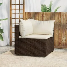 Garden corner sofa with brown synthetic rattan cushions by vidaXL, Outdoor sofas - Ref: Foro24-319745, Price: 76,68 €, Discou...