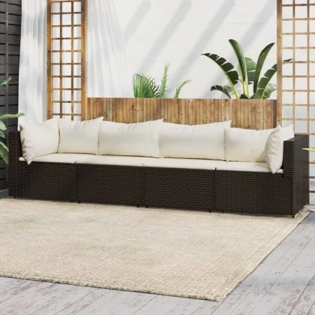 Set muebles de jardín 4 piezas y cojines ratán sintético marrón de vidaXL, Sofás de exterior - Ref: Foro24-319752, Precio: 26...