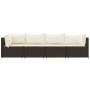 4-teiliges Gartenmöbel-Set und braune synthetische Rattankissen von vidaXL, Outdoor-Sofas - Ref: Foro24-319752, Preis: 269,77...