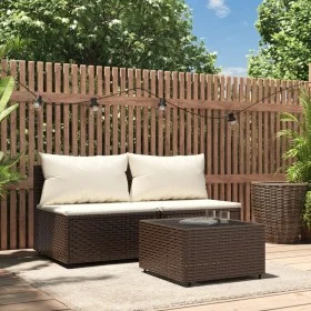 Garden furniture set 3 pieces and brown synthetic rattan cushions by vidaXL, Outdoor sofas - Ref: Foro24-319755, Price: 213,0...