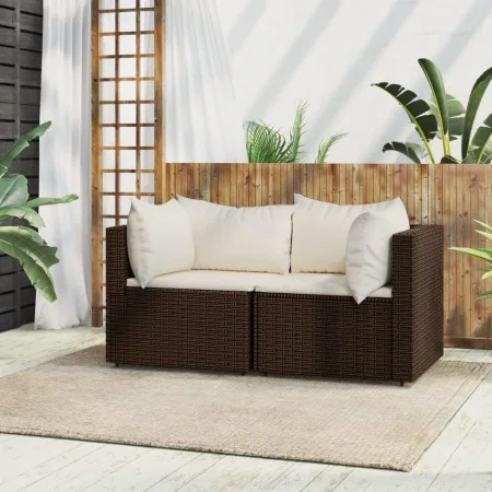 Garden corner sofas and cushions 2 pcs brown synthetic rattan by vidaXL, Outdoor sofas - Ref: Foro24-319746, Price: 150,71 €,...