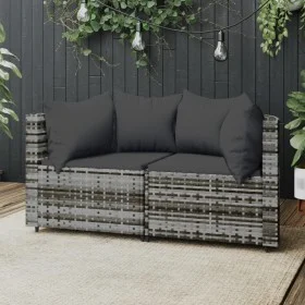 Corner garden sofas with 2 synthetic rattan gray cushions by vidaXL, Outdoor sofas - Ref: Foro24-319774, Price: 157,94 €, Dis...