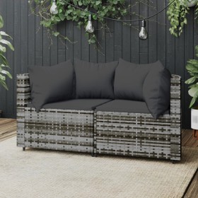 Garten-Ecksofas mit Kissen 2 Stück synthetisches Rattangrau von vidaXL, Outdoor-Sofas - Ref: Foro24-319774, Preis: 159,91 €, ...
