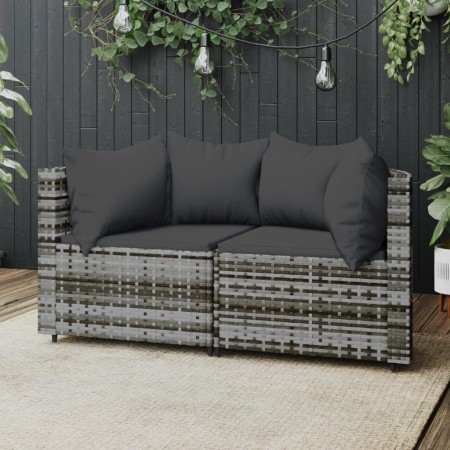 Corner garden sofas with 2 synthetic rattan gray cushions by vidaXL, Outdoor sofas - Ref: Foro24-319774, Price: 159,91 €, Dis...