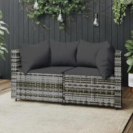 Corner garden sofas with 2 synthetic rattan gray cushions by vidaXL, Outdoor sofas - Ref: Foro24-319774, Price: 157,94 €, Dis...