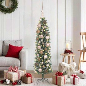 Árbol Navideño Artificial Delgado con 150 LED Verde 120 cm