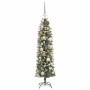 Árbol Navideño Artificial Delgado con 150 LED Verde 120 cm