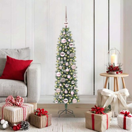 Árbol Navideño Artificial Delgado con 150 LED verde y 120 cm