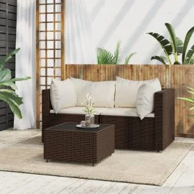 3-piece garden furniture set and brown synthetic rattan cushions by vidaXL, Outdoor sofas - Ref: Foro24-319747, Price: 210,12...