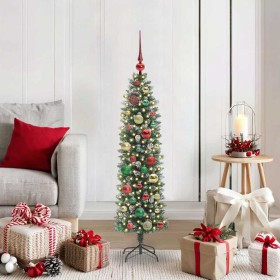 Árbol Navideño Artificial Delgado con 150 LED verde y 120 cm