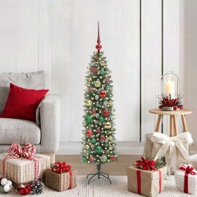 Árbol Navideño Artificial Delgado con 150 LED verde y 120 cm