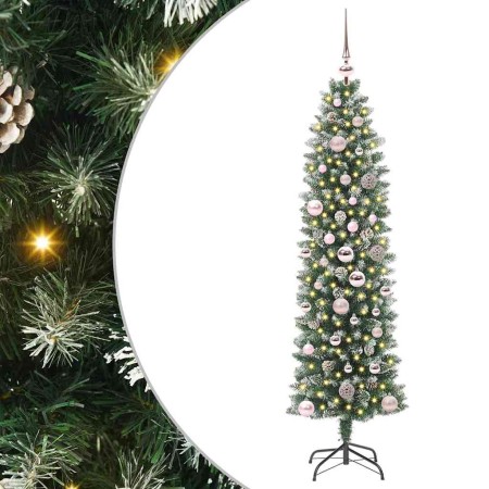 Árbol Navideño Artificial Delgado con 150 LED verde y 150 cm