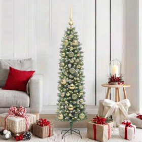Árbol Navideño Artificial Delgado con 150 LED verde y 150 cm