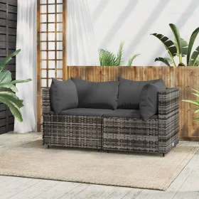 Corner garden sofas with 2 synthetic rattan gray cushions by vidaXL, Outdoor sofas - Ref: Foro24-319762, Price: 140,59 €, Dis...