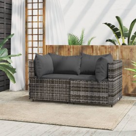 Garten-Ecksofas mit Kissen 2 Stück synthetisches Rattangrau von vidaXL, Outdoor-Sofas - Ref: Foro24-319762, Preis: 142,42 €, ...