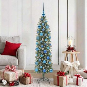 Árbol Navideño Artificial Delgado con 150 LED verde y 150 cm