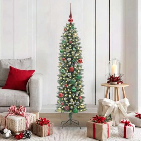Árbol Navideño Artificial Delgado con 150 LED verde y 150 cm