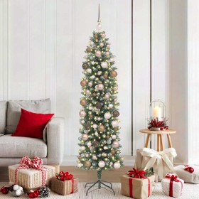 Árbol Navideño Artificial Delgado con 300 LED Verde 180 cm