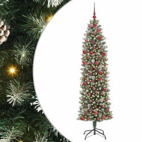 Árbol Navideño Artificial Delgado con 300 LED verde y 180 cm