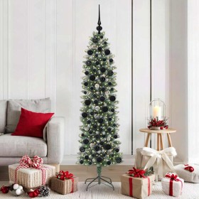Árbol Navideño Artificial Delgado con 300 LED verde y 180 cm