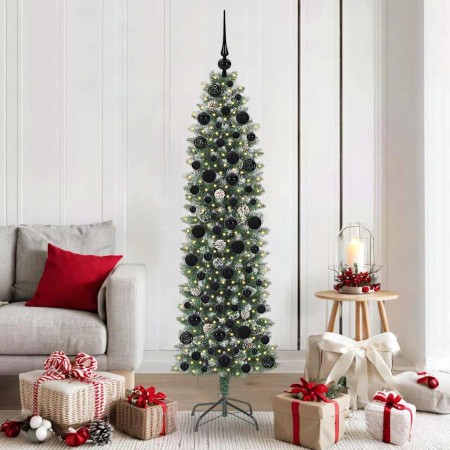 Árbol Navideño Artificial Delgado con 300 LED verde y 180 cm