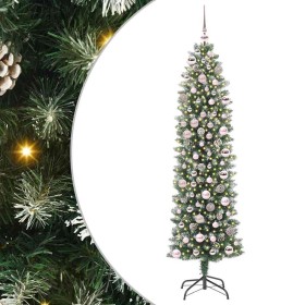 Árbol Navideño Artificial Delgado con 300 LED verde y 180 cm