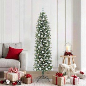 Árbol Navideño Artificial Delgado con 300 LED verde y 180 cm