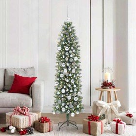 Árbol Navideño Artificial Delgado con 300 LED verde y 180 cm