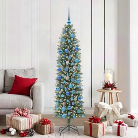 Árbol Navideño Artificial Delgado con 300 LED verde y 180 cm