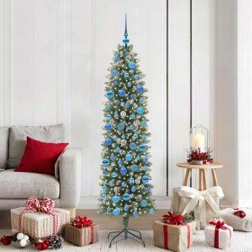 Árbol Navideño Artificial Delgado con 300 LED verde y 180 cm