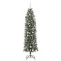 Árbol Navideño Artificial Delgado con 300 LED Verde 210 cm