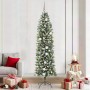 Árbol Navideño Artificial Delgado con 300 LED Verde 210 cm