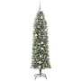 Árbol Navideño Artificial Delgado con 300 LED Verde 210 cm