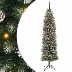 Árbol Navideño Artificial Delgado con 300 LED verde y 210 cm