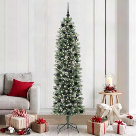 Árbol Navideño Artificial Delgado con 300 LED verde y 210 cm