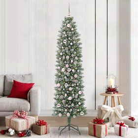 Árbol Navideño Artificial Delgado con 300 LED verde y 210 cm