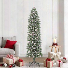 Árbol Navideño Artificial Delgado con 300 LED verde y 210 cm