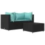 3-piece garden furniture set with black synthetic rattan cushions by vidaXL, Outdoor sofas - Ref: Foro24-319795, Price: 244,5...