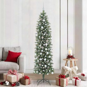 Árbol Navideño Artificial Delgado con 300 LED verde y 210 cm