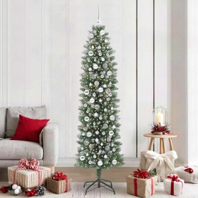 Árbol Navideño Artificial Delgado con 300 LED verde y 210 cm