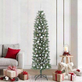Árbol Navideño Artificial Delgado con 300 LED verde y 210 cm