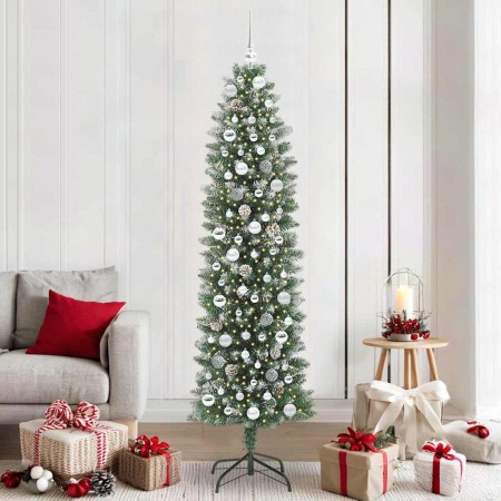 Árbol Navideño Artificial Delgado con 300 LED verde y 210 cm