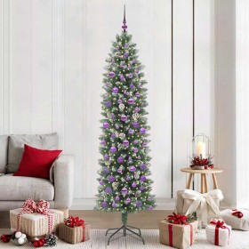 Árbol Navideño Artificial Delgado con 300 LED verde y 210 cm