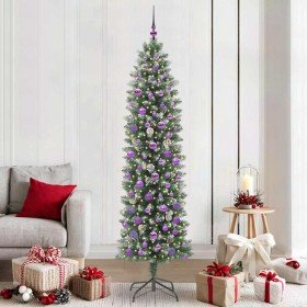 Árbol Navideño Artificial Delgado con 300 LED verde y 210 cm